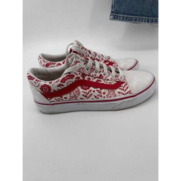 VANS Custom YEAR OF THE TIGER Sneakers White/Red Old Skool Women's 7 Men's 5.5 - Picture 1 of 3